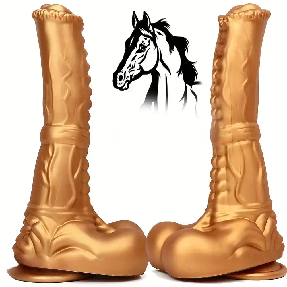 8.66in Golden Silicone Huge Horse Cock Dildo For Vaginal Prostate Massage