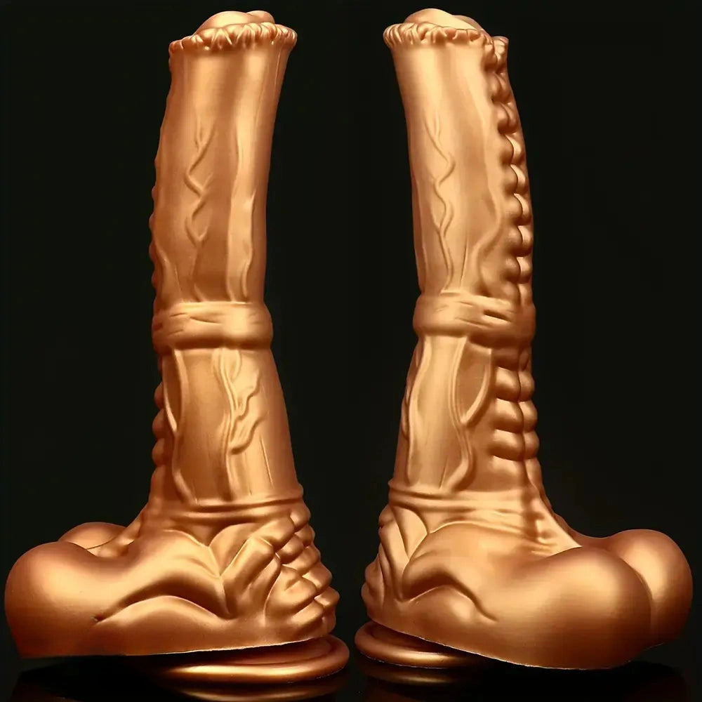 8.66in Golden Silicone Huge Horse Cock Dildo For Vaginal Prostate Massage