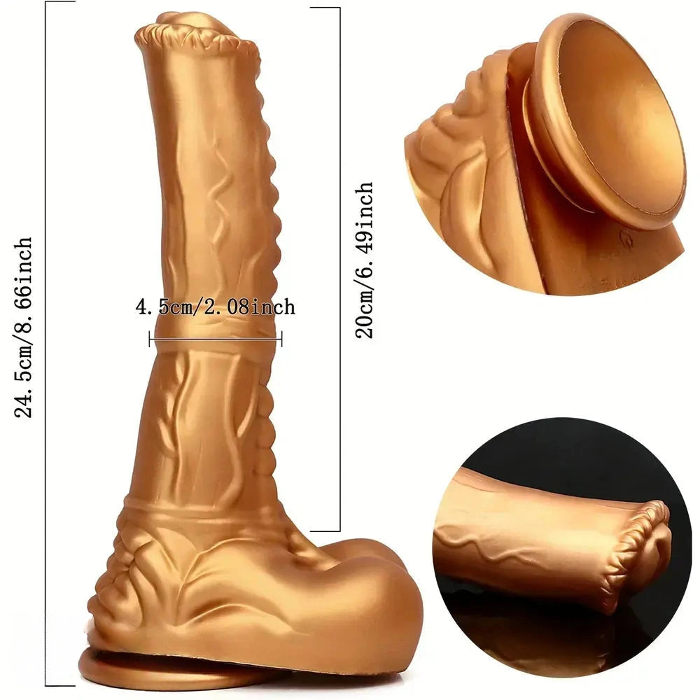 8.66in Golden Silicone Huge Horse Cock Dildo For Vaginal Prostate Massage