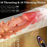 8.66in Large Spiked Vibrating Thrusting Rotation Silicone Soft Heated Dildo