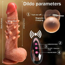 8.66in Large Spiked Vibrating Thrusting Rotation Silicone Soft Heated Dildo