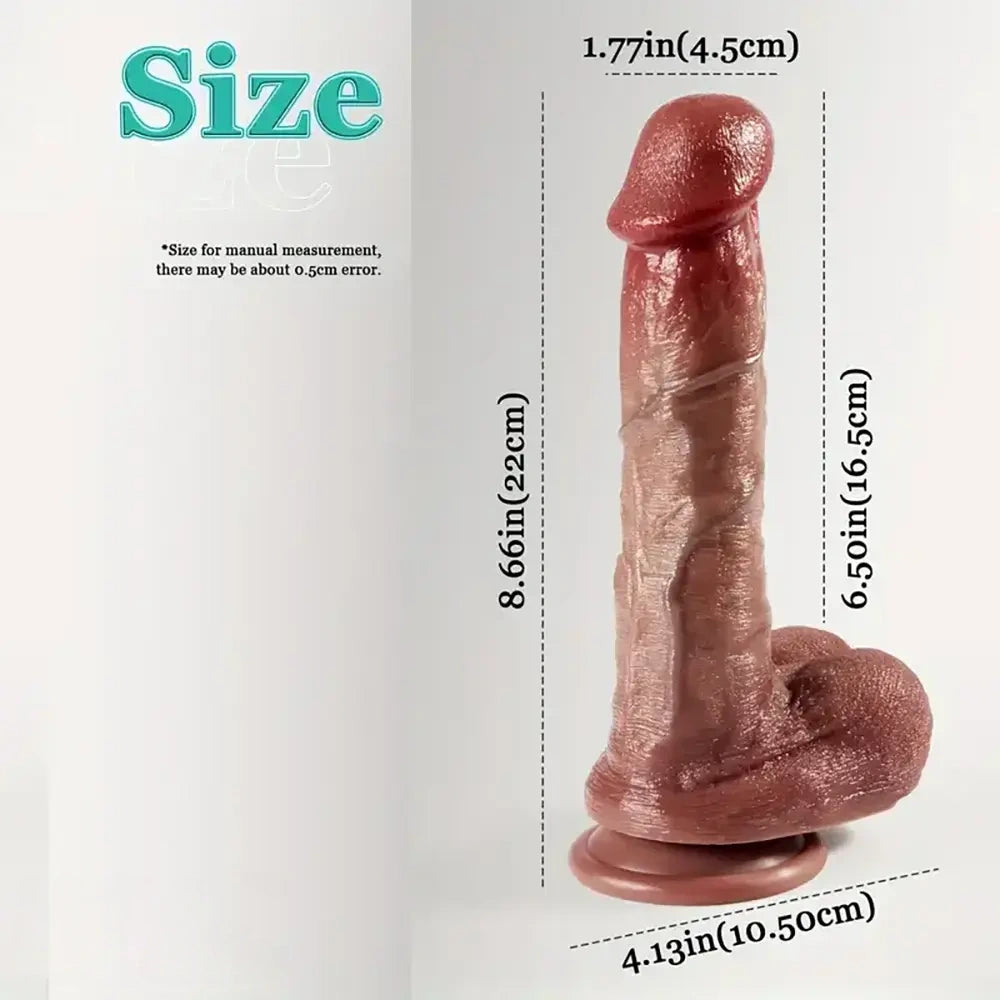 8.66in Lifelike Veins Skin Big G-Spot Stimulation Dildo For Hands-Free