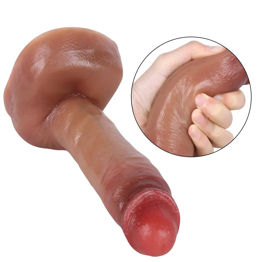 8.66in Liquid Silicone Dual Hardness Soft Big Dildo For G-Spot Masturbation