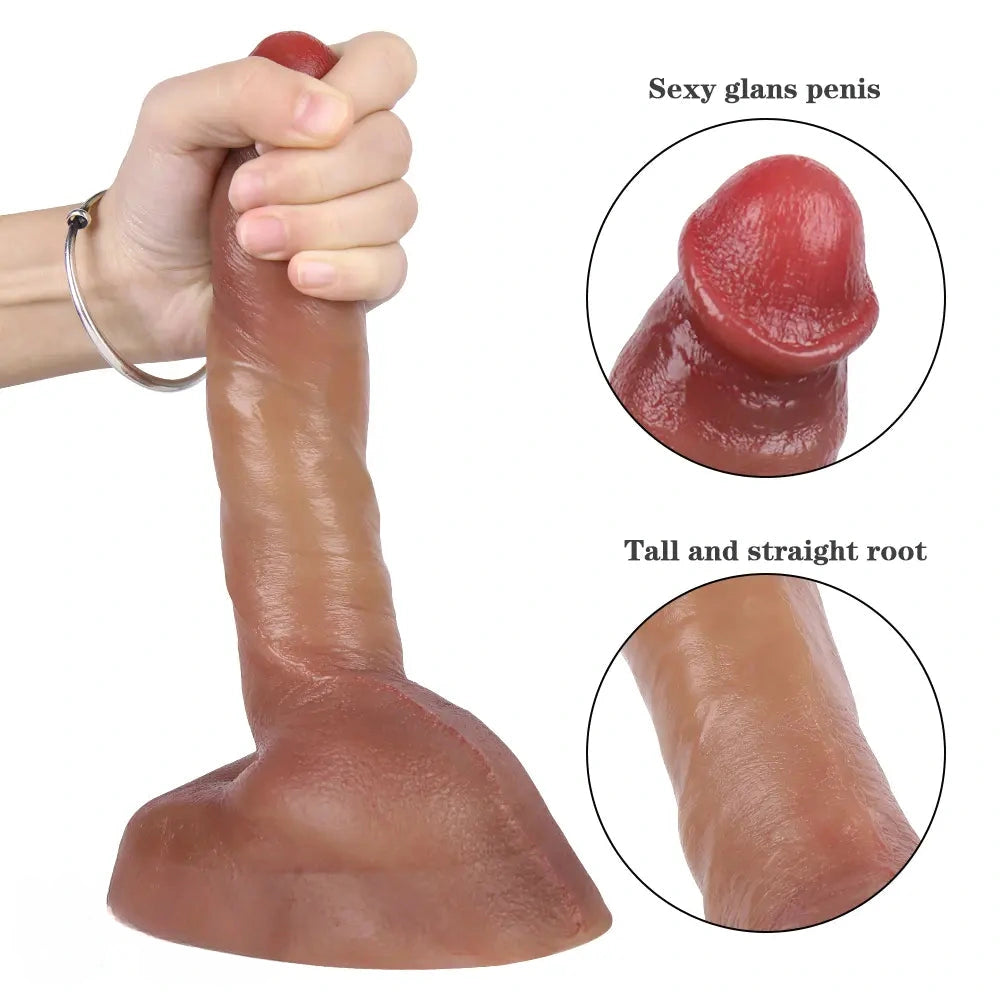 8.66in Liquid Silicone Dual Hardness Soft Big Dildo For G-Spot Masturbation