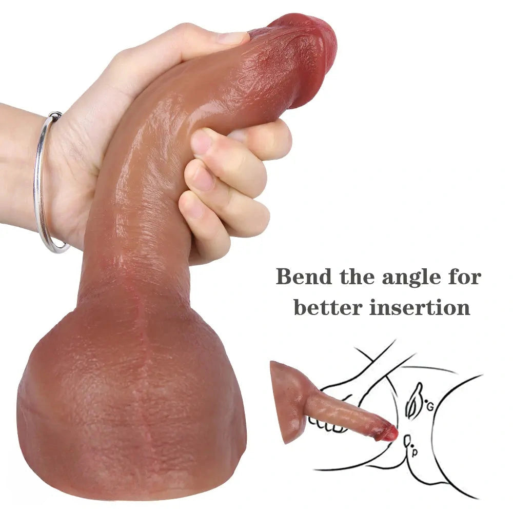 8.66in Liquid Silicone Dual Hardness Soft Big Dildo For G-Spot Masturbation