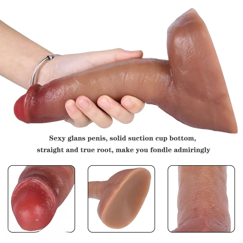 8.66in Liquid Silicone Dual Hardness Soft Big Dildo For G-Spot Masturbation