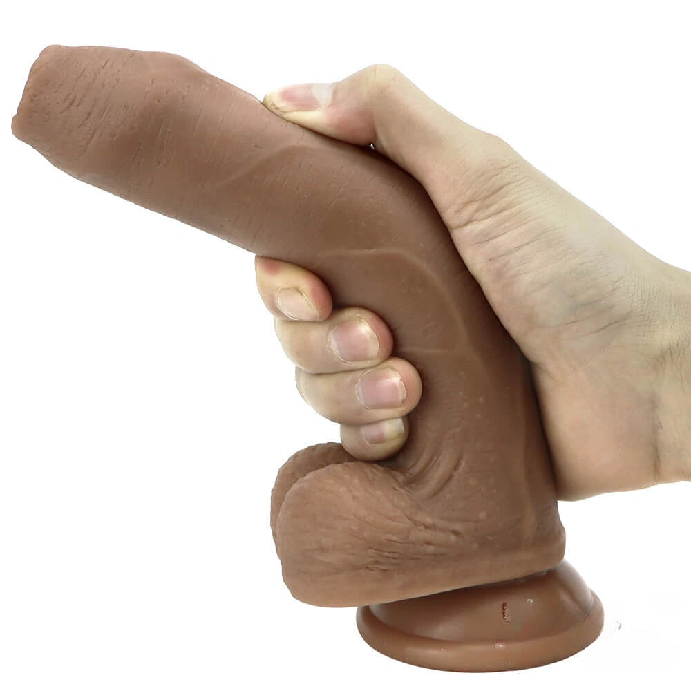 8.66in Liquid Silicone Exposed Glans Foreskin Fake Soft Dildo