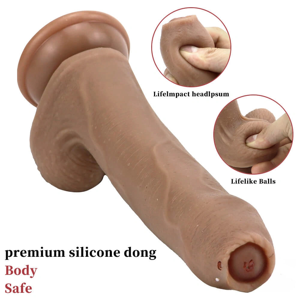 8.66in Liquid Silicone Exposed Glans Foreskin Fake Soft Dildo