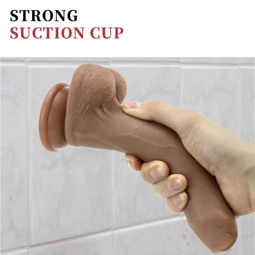 8.66in Liquid Silicone Exposed Glans Foreskin Fake Soft Dildo