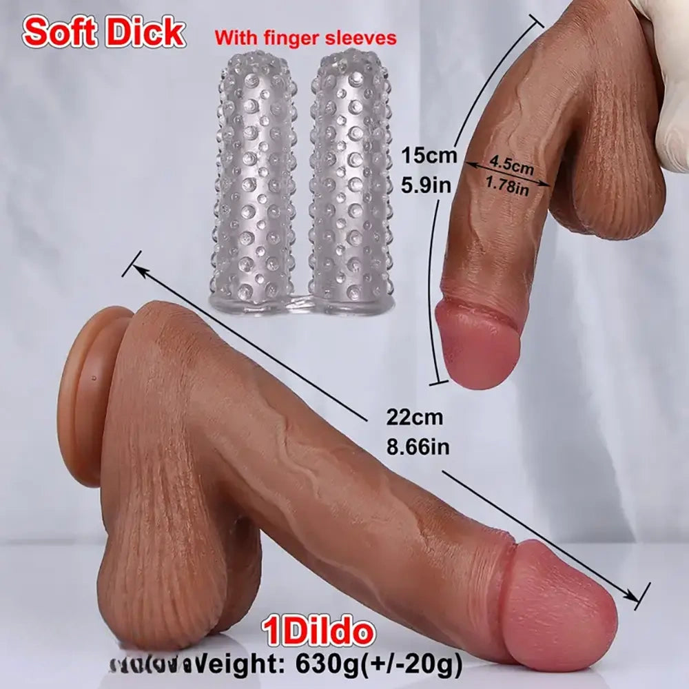 8.66in Liquid Silicone Realistic Dual Density Dildo Soft Skin Feel Cock