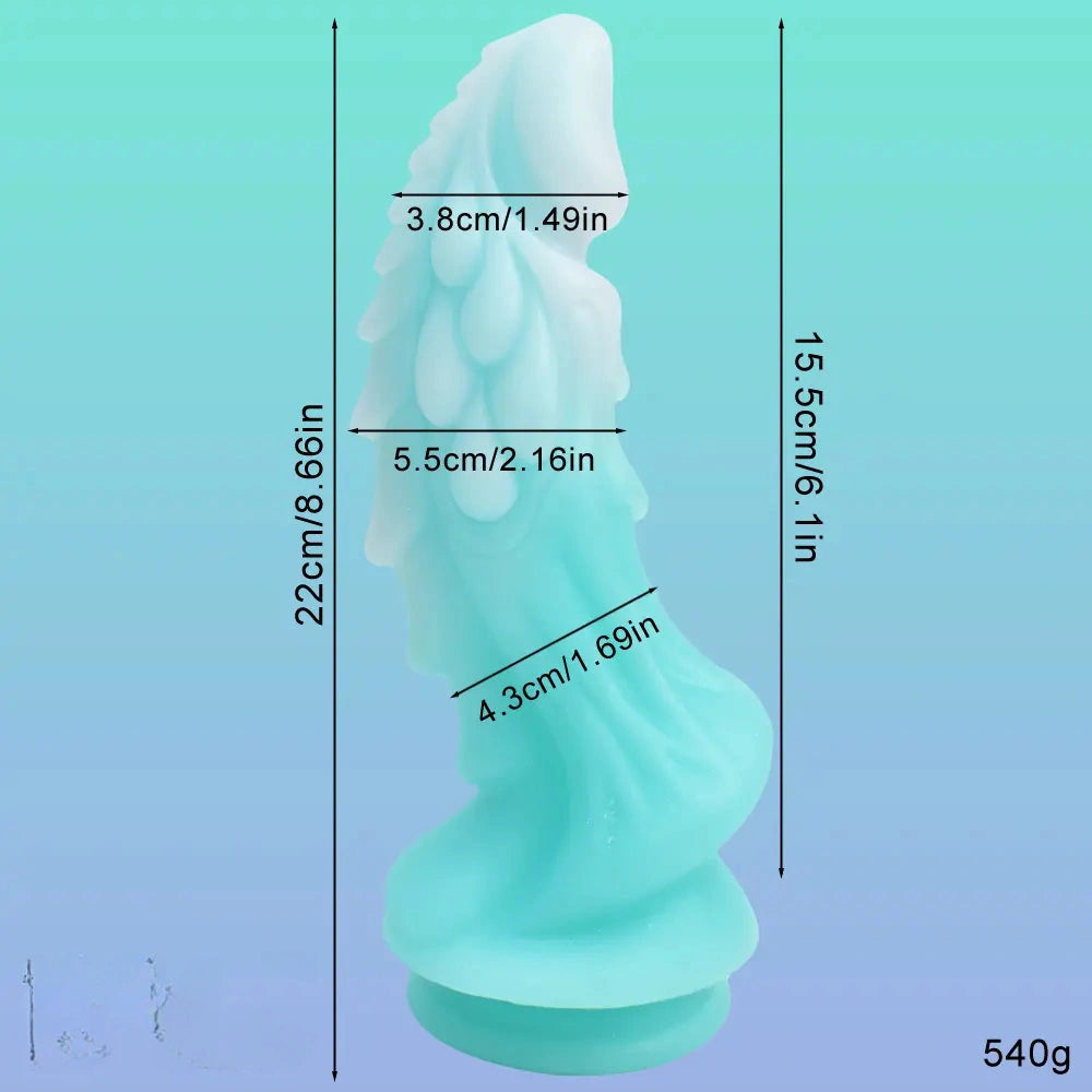 8.66in Luminous Soft Dragon Glowing Dildo Silicone Sex Toy For Women