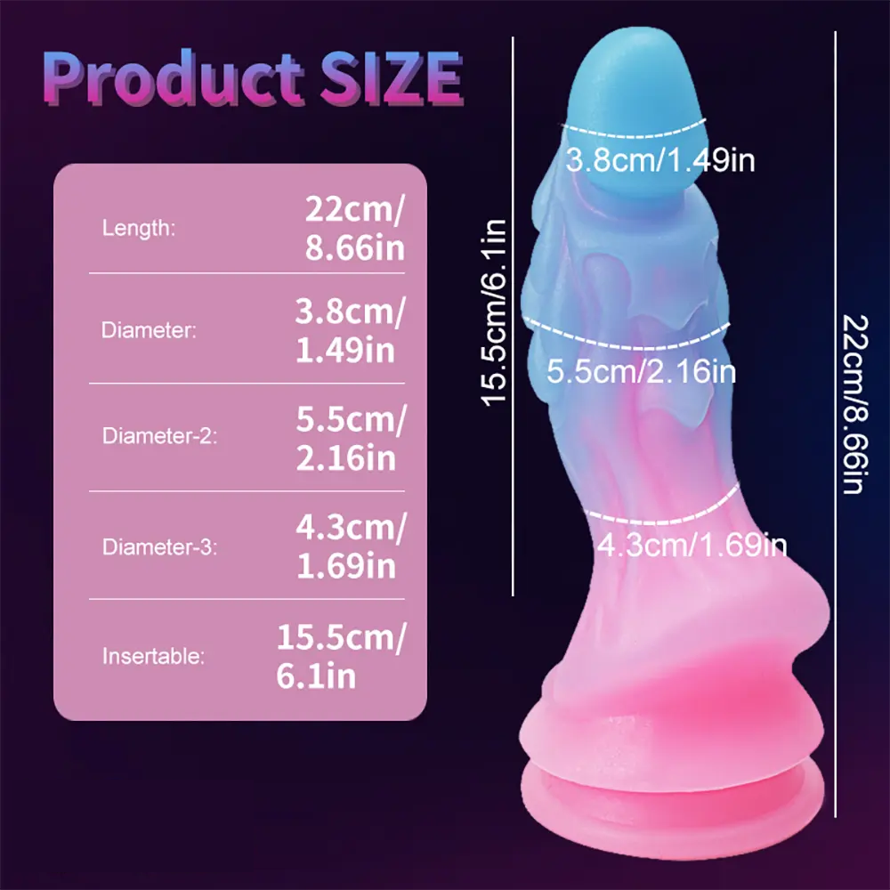 8.66in Luminous Soft Dragon Glowing Dildo Silicone Sex Toy For Women