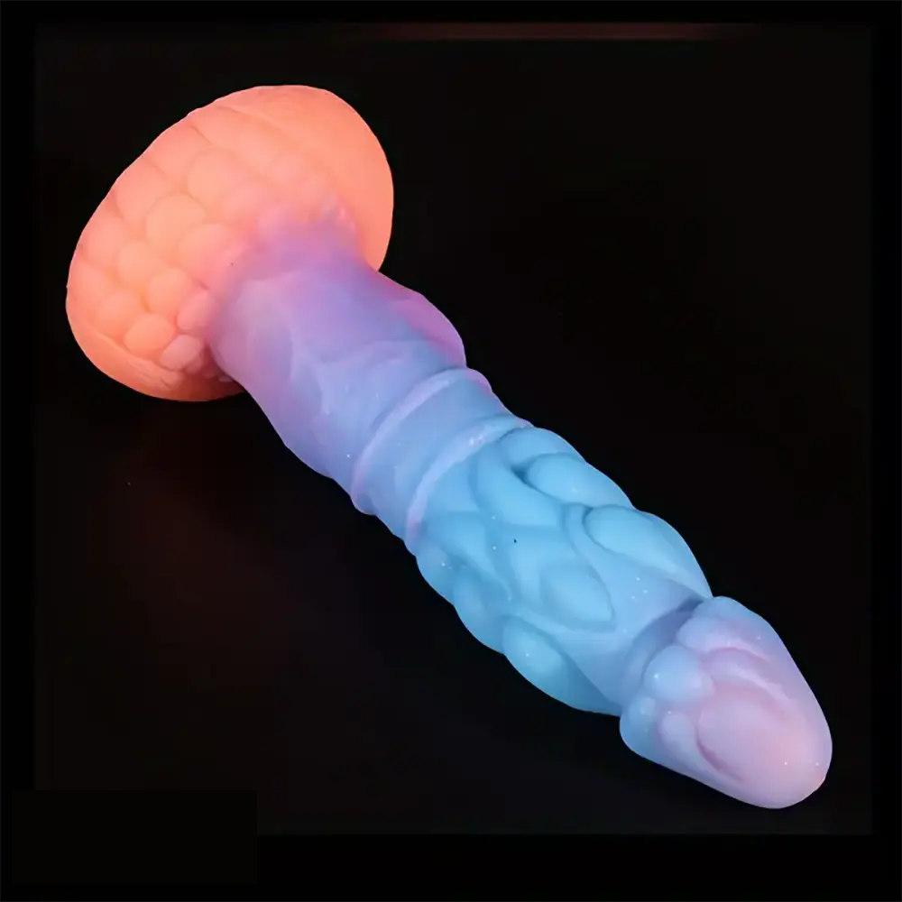 8.66in Mushroom Head Silicone Soft Glowing Luminous Big Knot Dildo