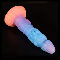 8.66in Mushroom Head Silicone Soft Glowing Luminous Big Knot Dildo