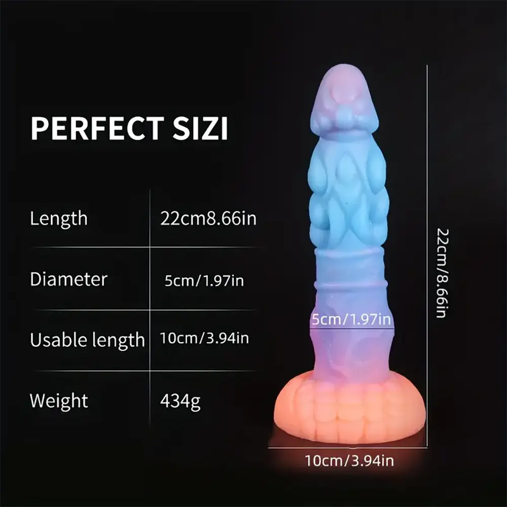 8.66in Mushroom Head Silicone Soft Glowing Luminous Big Knot Dildo