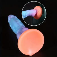 8.66in Mushroom Head Silicone Soft Glowing Luminous Big Knot Dildo