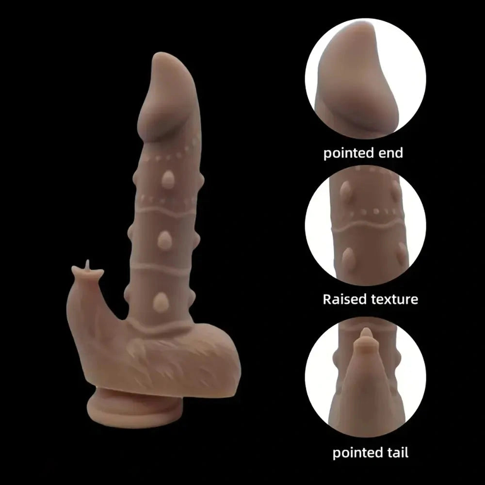 8.66in Pointed Tail Realistic Spiked Fantasy Anal Big Dildo With Sharp End