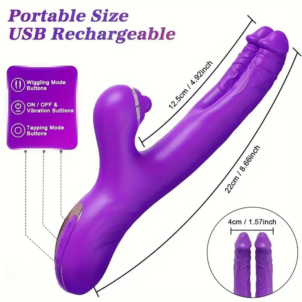 8.66in Powerful Dual-Head G-Spot Clitoral Stimulator Vibrating Dildo