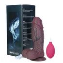 8.66in Real Veins Uncut Big Cock Dual Density Silicone Ejaculating Dildo