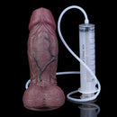 8.66in Real Veins Uncut Big Cock Dual Density Silicone Ejaculating Dildo