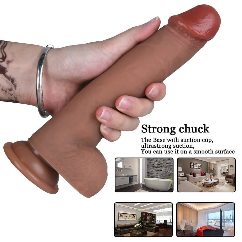 8.66in Realistic Dildo With Sliding Foreskin For G Spot Clit Stimualtion