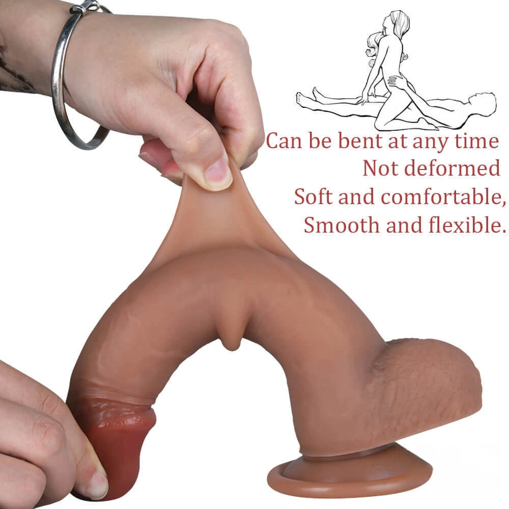 8.66in Realistic Dildo With Sliding Foreskin For G Spot Clit Stimualtion