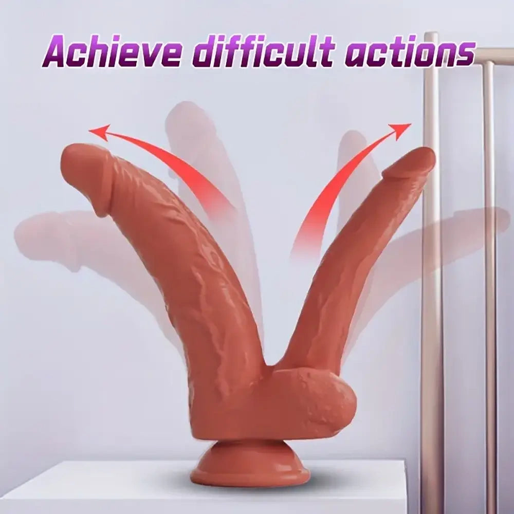 8.66in Realistic Double-Headed Flexible Silicone Soft Big Women Dildo