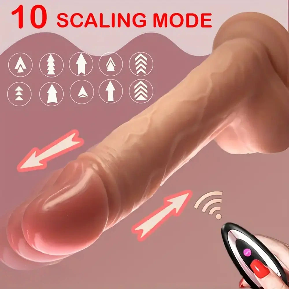 8.66in Realistic Remote Control Soft Silicone Big Vibrating Heating Dildo