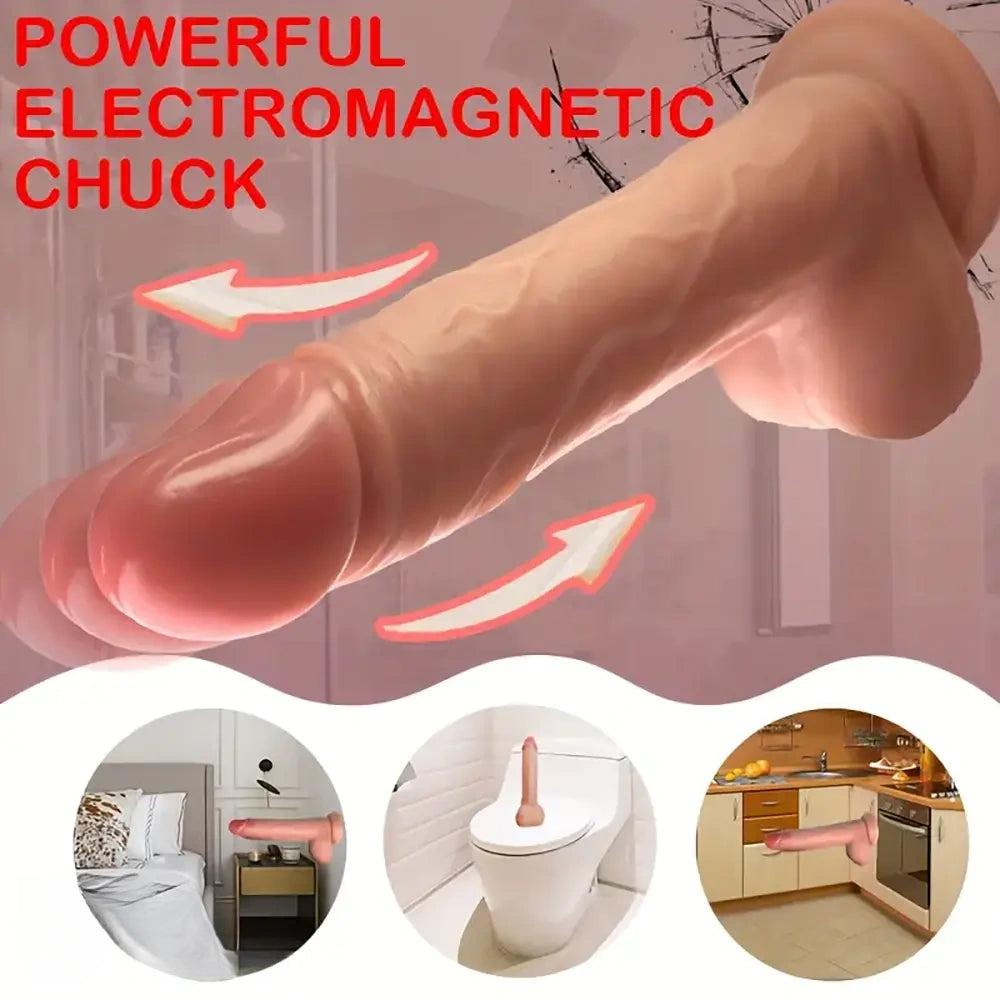 8.66in Realistic Remote Control Soft Silicone Big Vibrating Heating Dildo