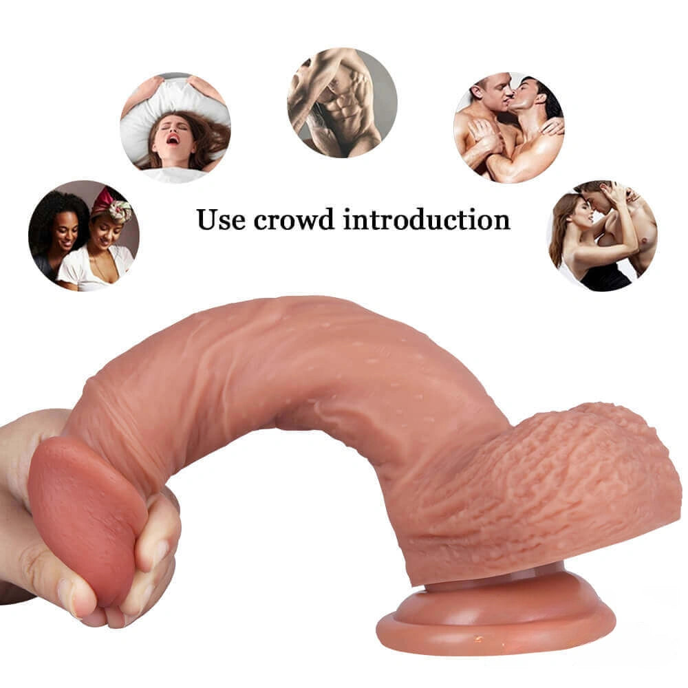 8.66in Realistic Silicone Dildo Sex Toy For G Spot Vagina Stimulation