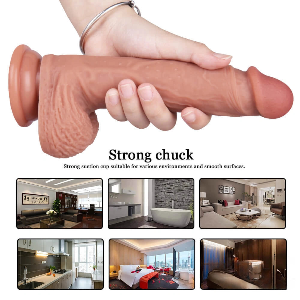 8.66in Realistic Silicone Dildo Sex Toy For G Spot Vagina Stimulation