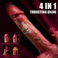 8.66in Realistic Thrusting Licking Heating Vibrator Dildo For Anal Clit