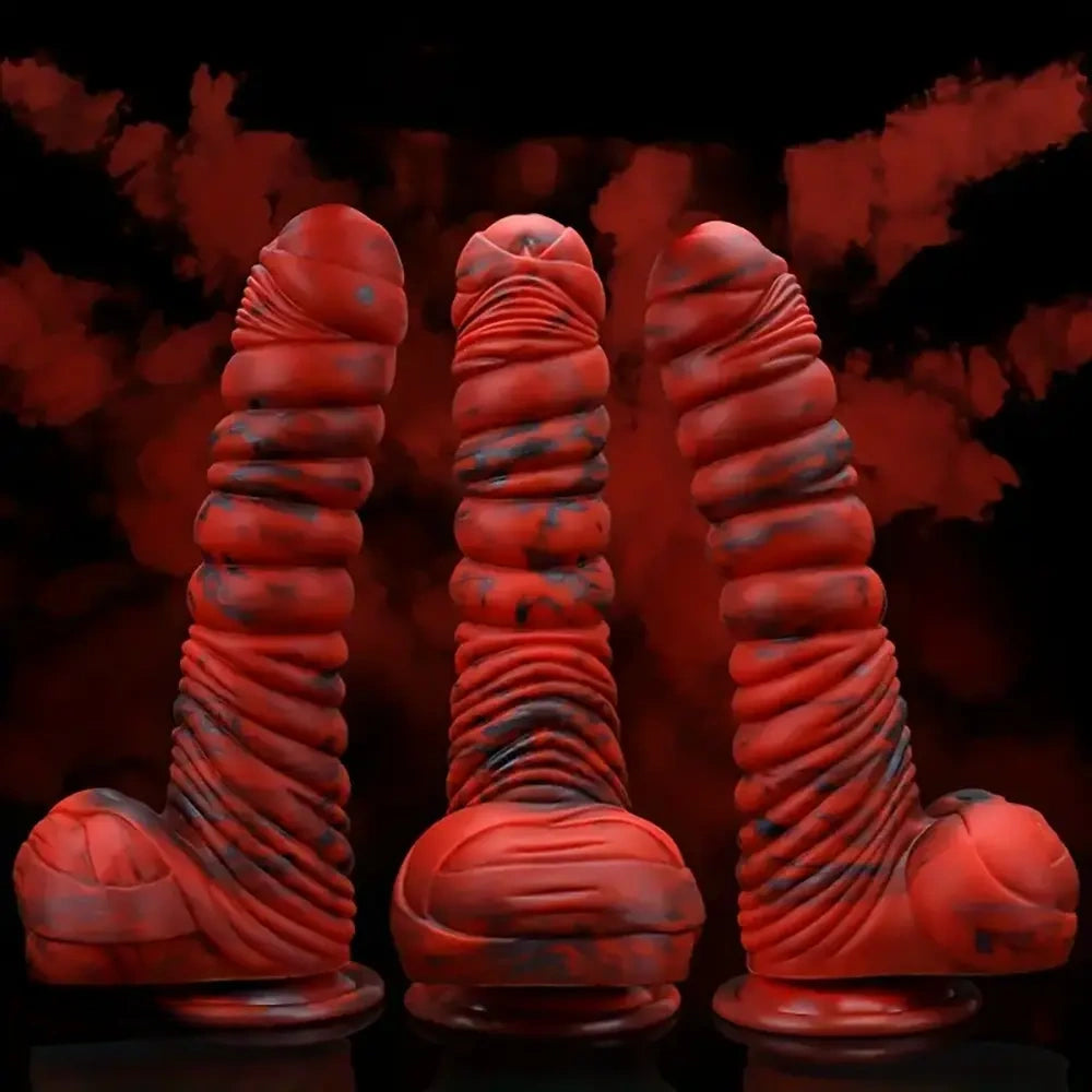 8.66in Realistic Uncut Silicone Dildo Skin-Like Speckled Odd Big Dildo