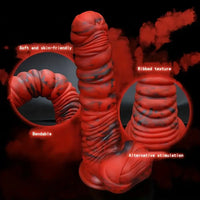 8.66in Realistic Uncut Silicone Dildo Skin-Like Speckled Odd Big Dildo
