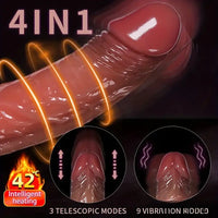 8.66in Silicone 4in1 Heating Thrusting Vibrating Rotation Sex Dildo