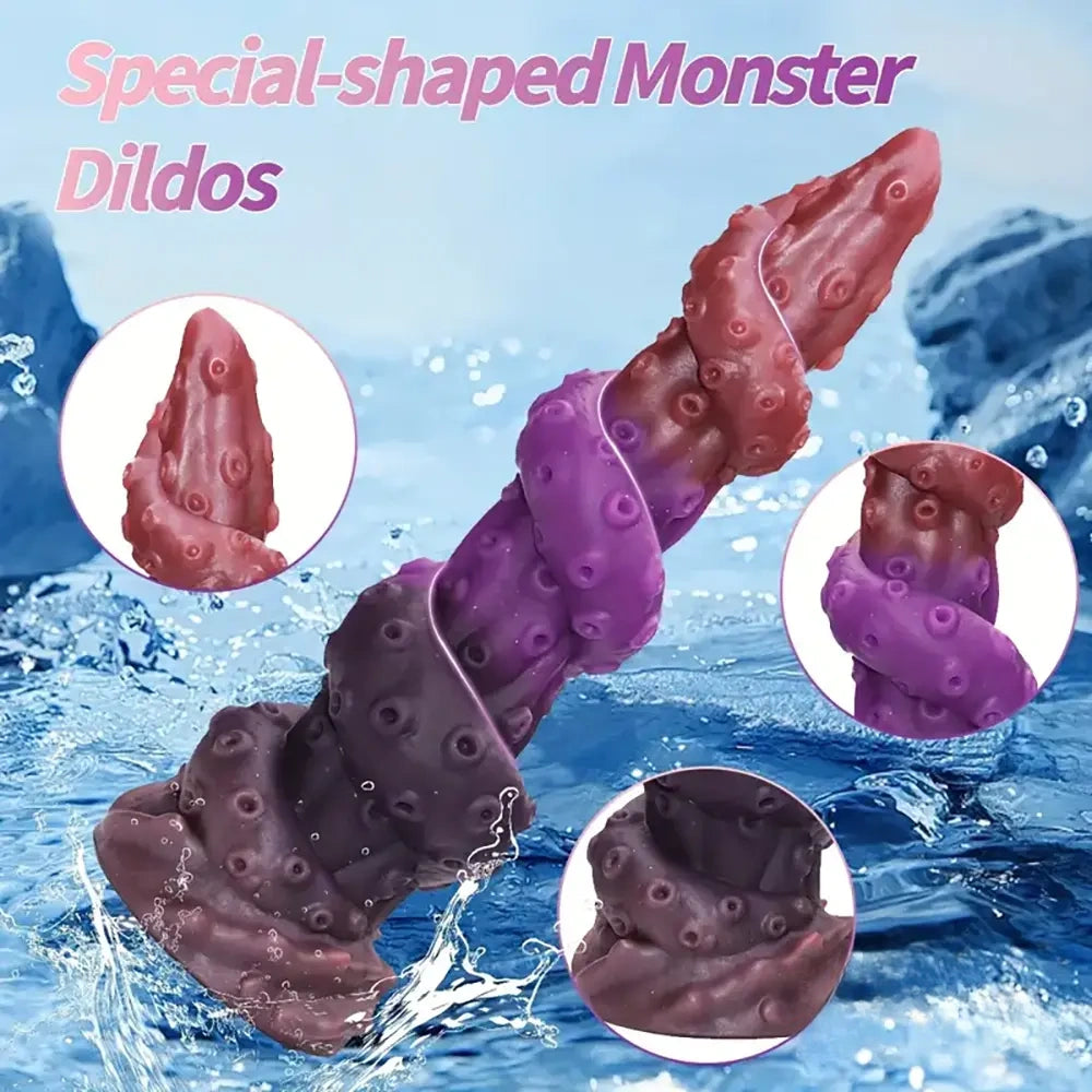 8.66in Silicone Monster Spiral Large Soft Dildo For Women Strong Suction Cup