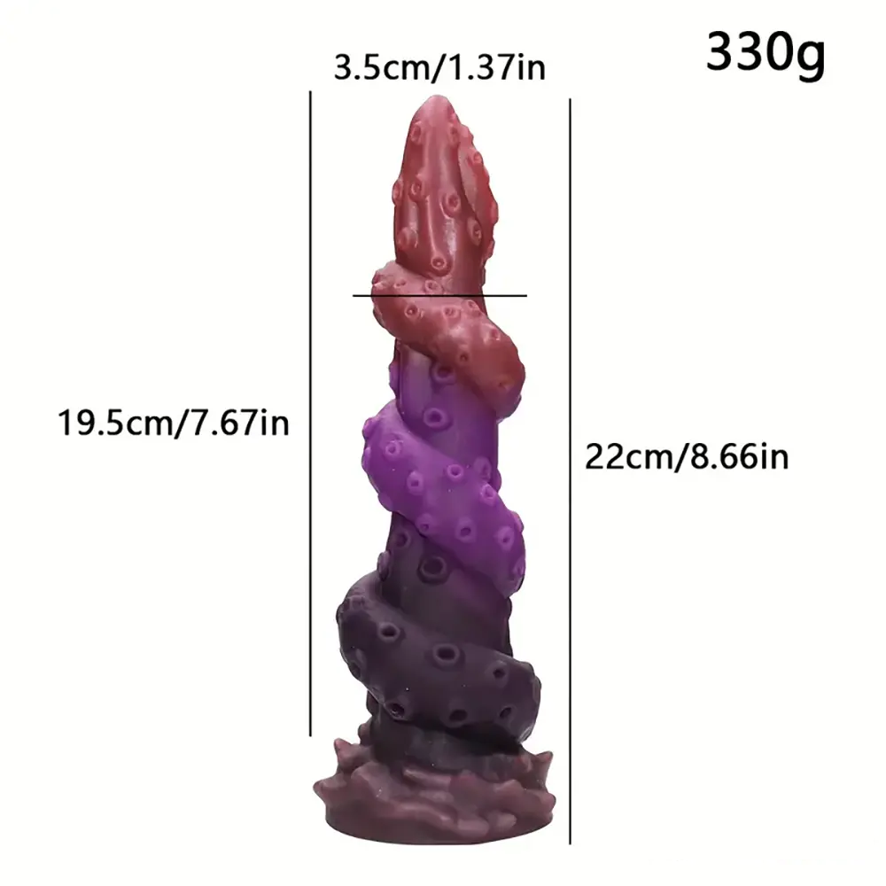 8.66in Silicone Monster Spiral Large Soft Dildo For Women Strong Suction Cup