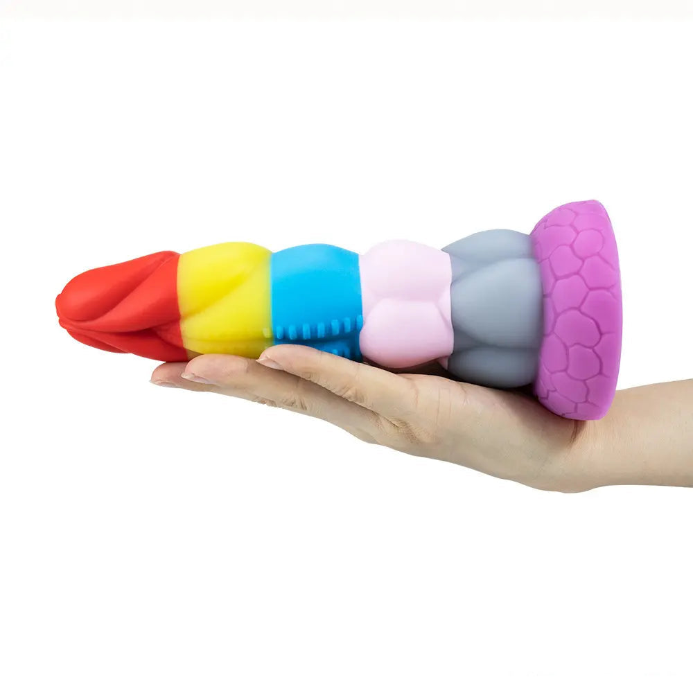 8.66in Silicone Rainbow Soft Big Dildo For Gay LGBT Vaginal Stimulation
