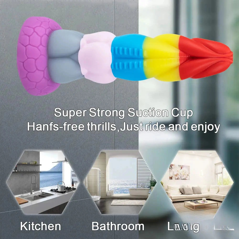 8.66in Silicone Rainbow Soft Big Dildo For Gay LGBT Vaginal Stimulation