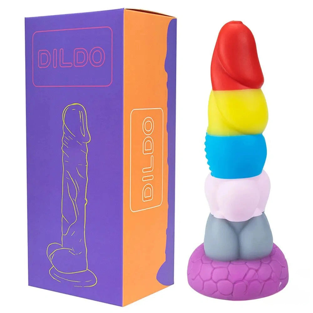 8.66in Silicone Rainbow Soft Big Dildo For Gay LGBT Vaginal Stimulation