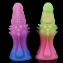 8.66in Silicone Spiked Realistic Dildo Colorful Gradients Wearable Anal Plug