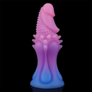 8.66in Silicone Spiked Realistic Dildo Colorful Gradients Wearable Anal Plug