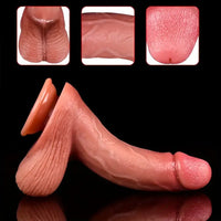 8.66in Soft Real Big Silicone Curved G Spot Dildo For Hands Free Play