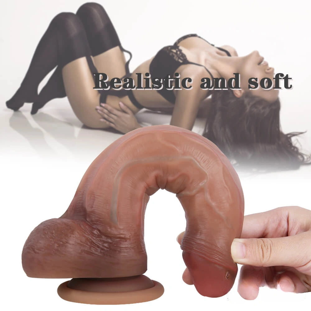 8.66in Solo Anal Uncut Dildo With Foreskin For Gay Men