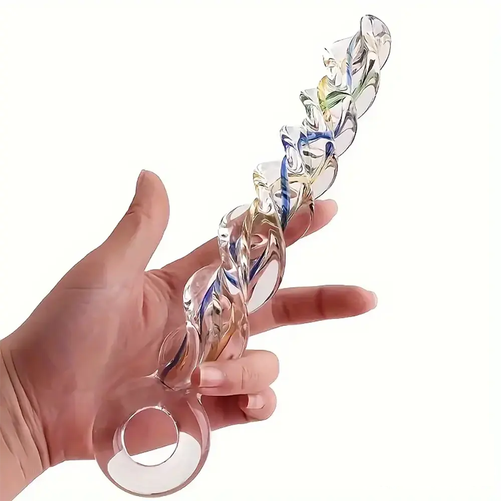 8.66in Spiral Texture Glass Dildo For Women Men Anal Vaginal Sex Toy