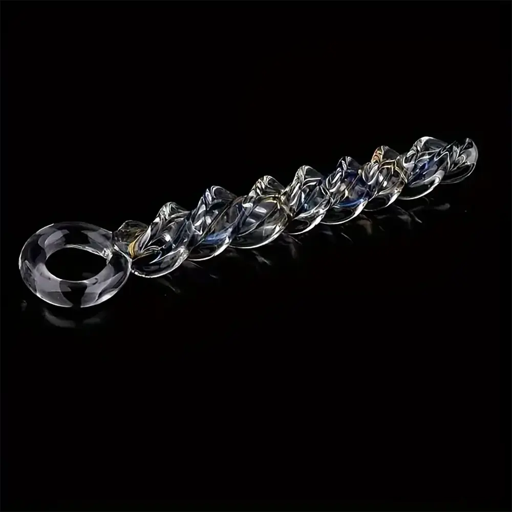 8.66in Spiral Texture Glass Dildo For Women Men Anal Vaginal Sex Toy