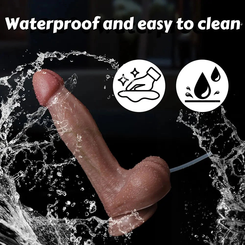 8.66in Strap on Ejaculating Realistic Silicone Soft Dildo Suitable Large Adult
