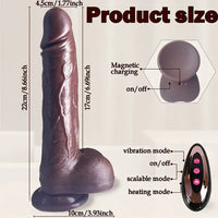 8.66in Telescopic Vibrating Heating Rotation Realistic Soft Dildo