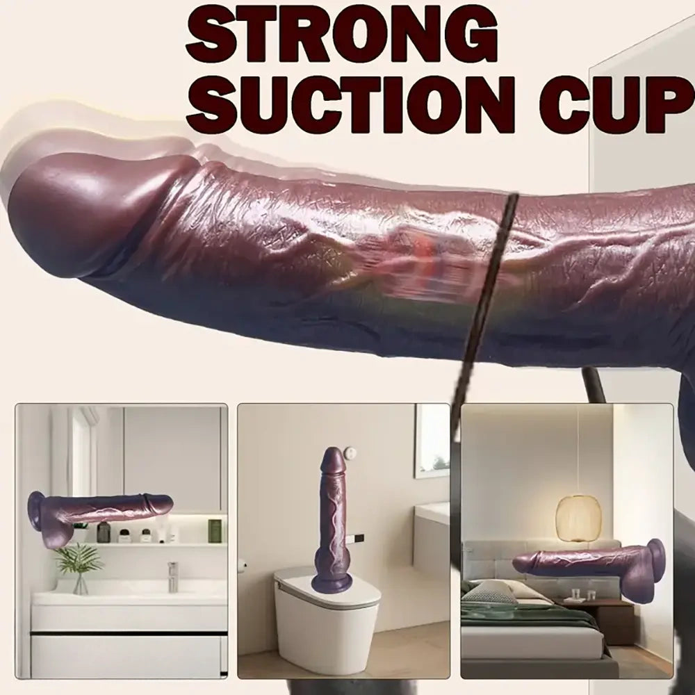 8.66in Telescopic Vibrating Heating Rotation Realistic Soft Dildo