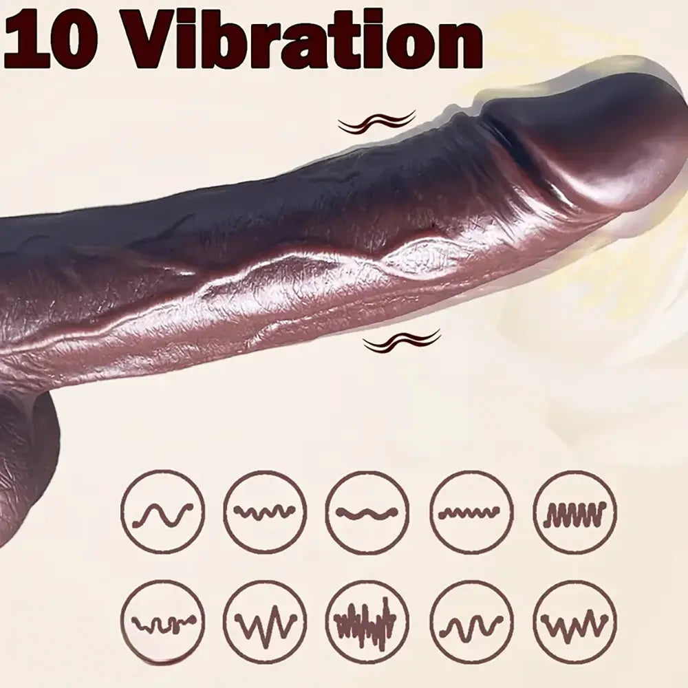 8.66in Telescopic Vibrating Heating Rotation Realistic Soft Dildo